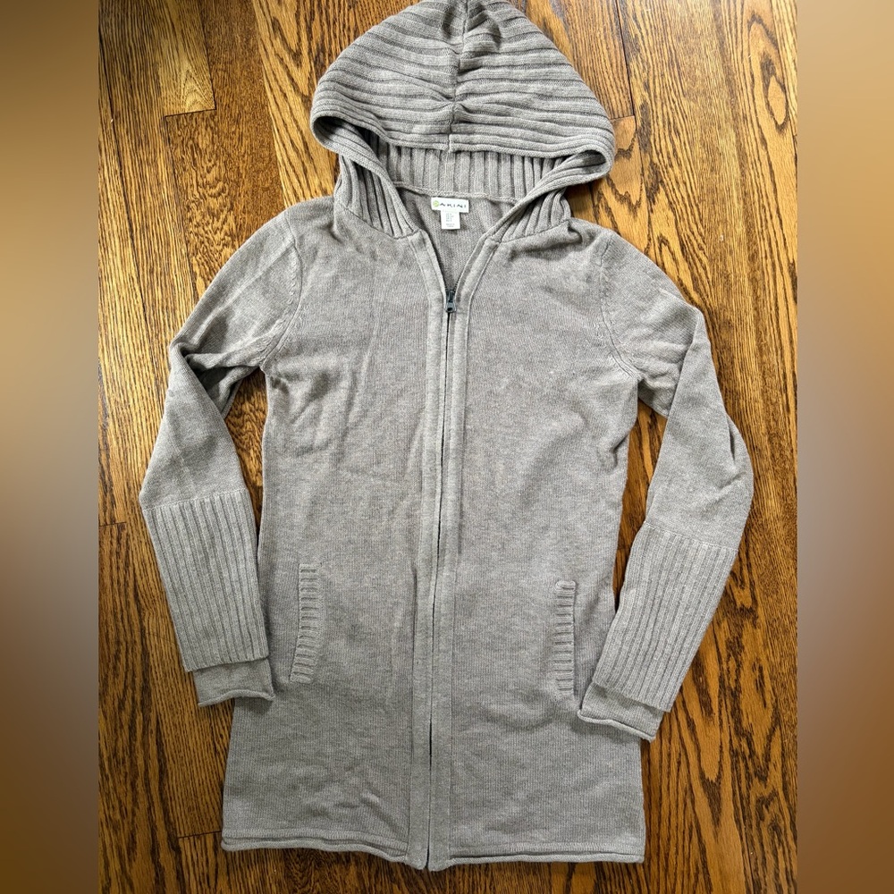 Dakini Light Gray Hooded Zip Cardigan